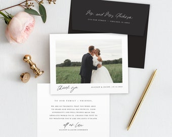 Personalized Wedding Photo Thank You Cards: Newlywed Stationery Set