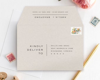 Printable Envelope Template, Editable Minimal Envelope, DIY Envelope Template, Wedding Envelope Template, Minimalistic, Multiple Sizes, ENV1