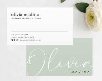 Modern Printed Business Cards, Minimalist Design, Custom Calling Card