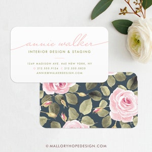 Handwriting Simplicity Floral Business Card, Calling Card, Mommy Card, Contact Card, Chic Business Card, Feminine Business Card, Handwriting