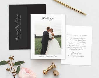 Personalized Wedding Photo Thank You Card Set