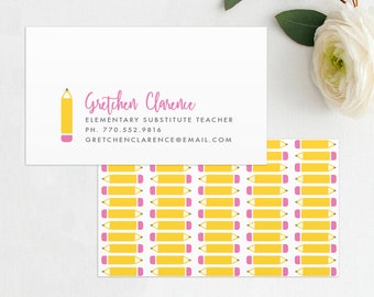 Substitute Teacher Business Cards, Open House Contact Cards, Back to ...