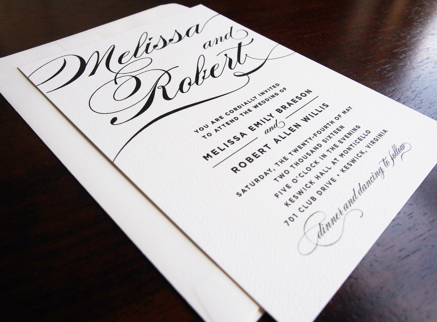Sophisticated Script Wedding Invitation & RSVP Set, Calligraphy Design ...