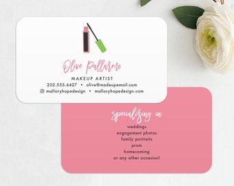 Makeup Artist Business Card, Printed Makeup Business Card, Mascara Business Card, Cosmetologist Calling Cards, Makeup Business Cards, MUA