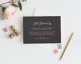 Modern Elopement Announcement Card: Printed 5x7 Invite