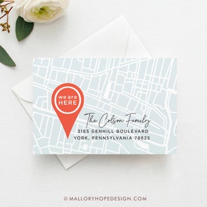We Are Here Moving Announcement, New Home, Moving Announcement Postcard, Change of Address, Moving Digital File Template, MOV1