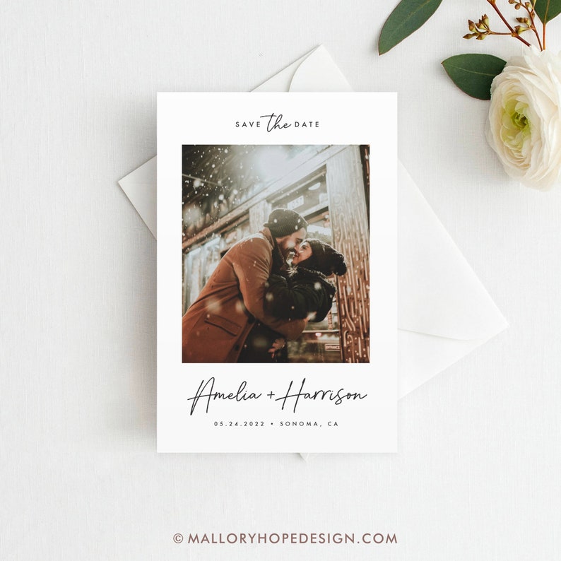 Printed Wedding Save the Date, Modern Photo Save the Date Magnet, Postcard, Photo Save the Date, Photo Magnet, Wedding Save the Date, P1 image 1