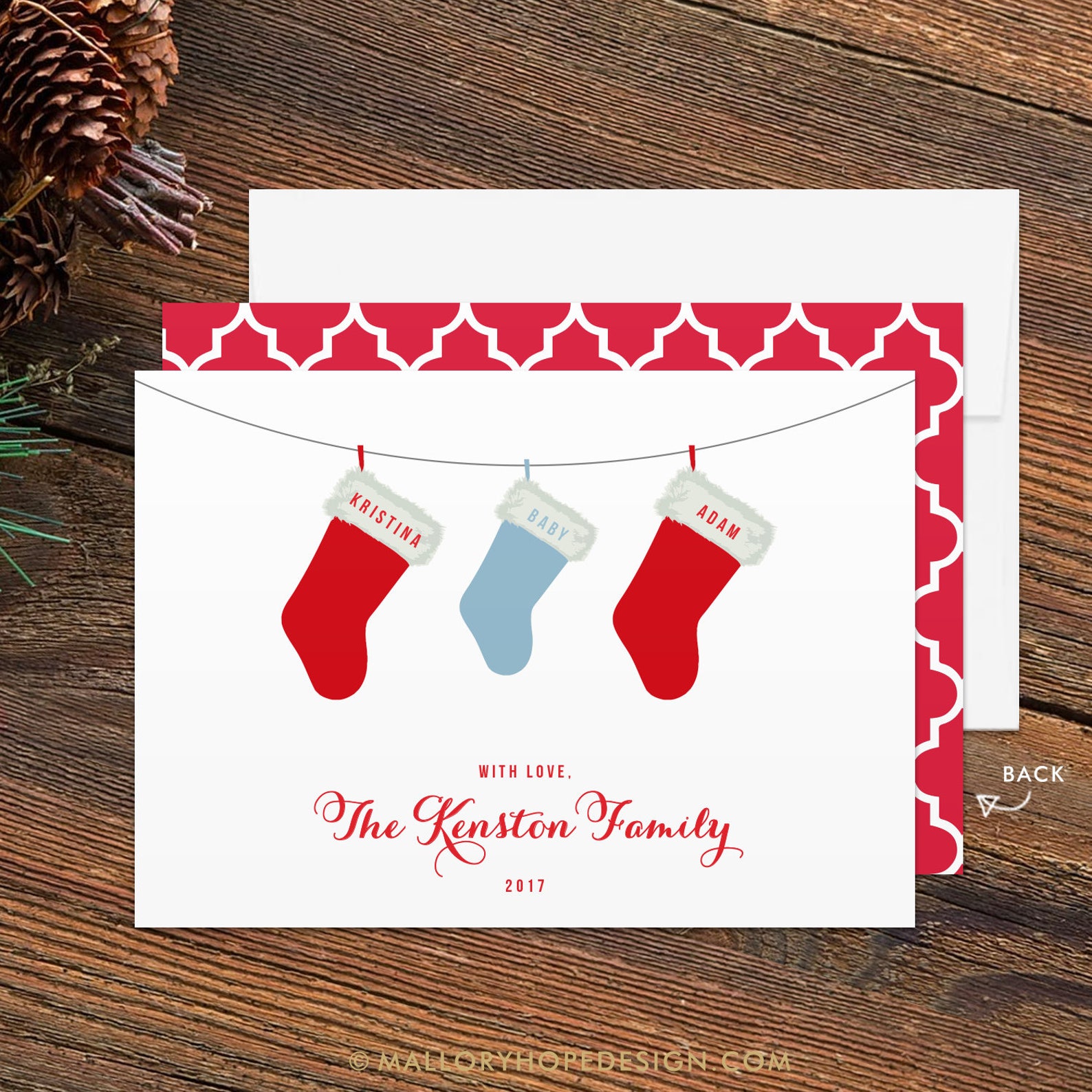 Stockings Baby Announcement Holiday Card Christmas Baby Etsy