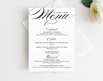 Elegant Wedding Menu Template: Minimalist Printable (Digital Download)