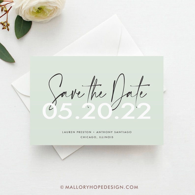 Green Save the Date Cards, Save the Date Magnet, Postponement Postcard, Change the Date Postcard, Custom Save the Date, Handwriting save the date