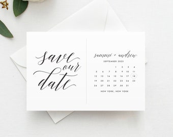 Minimal Calendar Save the Date Template, Digital Save the Date, Black & White Save the Date, Save the Date Template, Instant Download, SAV1