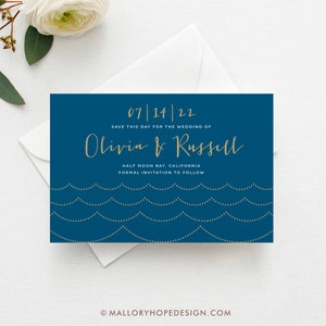 Printed Ocean Wave Save the Date, Postcard, Magnet, Destination Wedding Save the Date, Beach Save the Date, Destination Save the Date