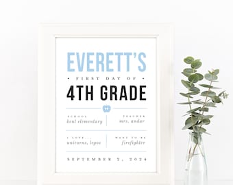 Editable First Day of School Sign: Printable Back to School Keepsake (Digital Download)