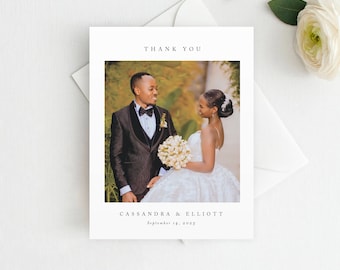 Wedding Photo Thank You Card, Stationery Set, Newlywed Thank You, Wedding Thank You Card, Bridal Thank You, Personalized Thank You Card, P1