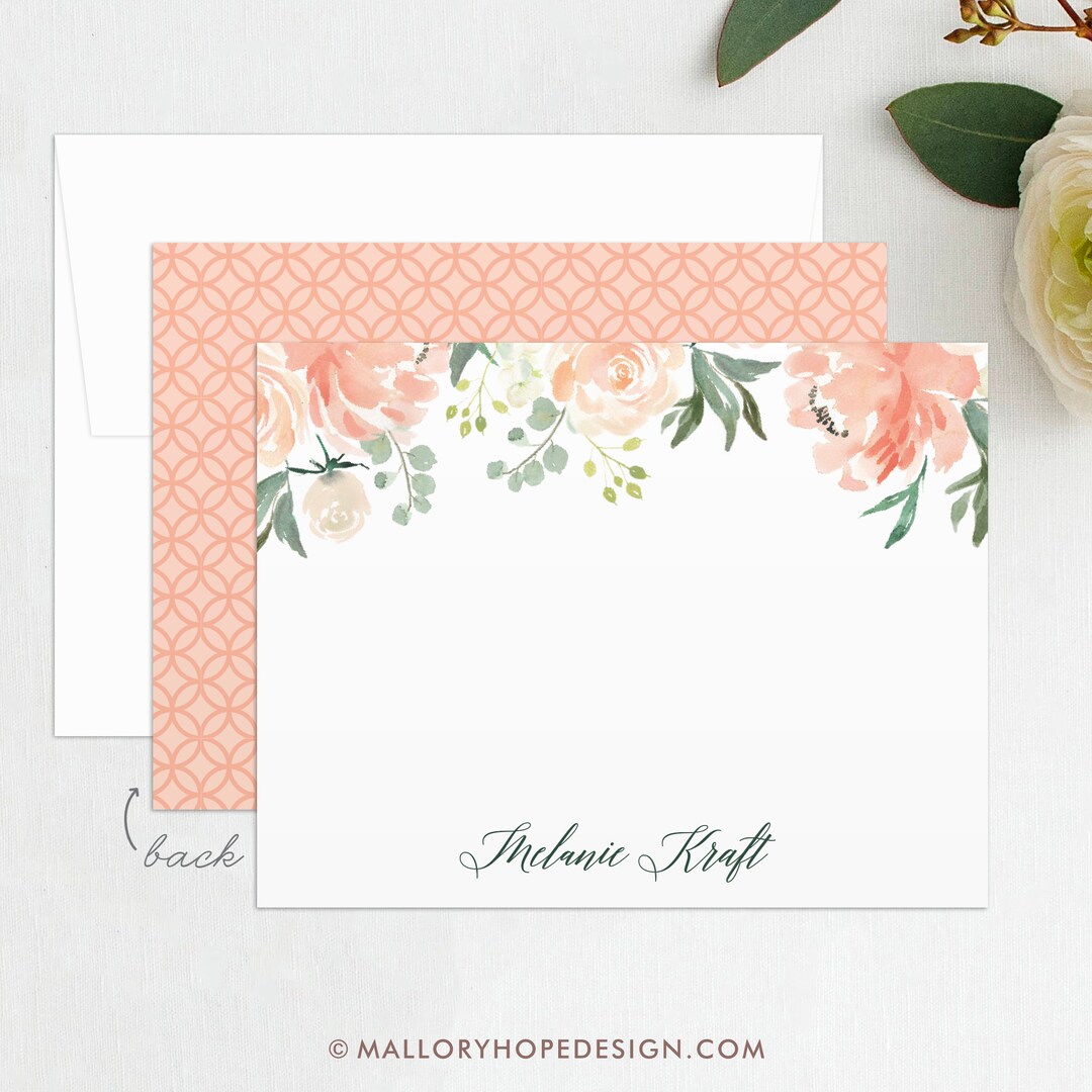 Floral Thank You Card Set: Personalized Stationery Template (instant ...