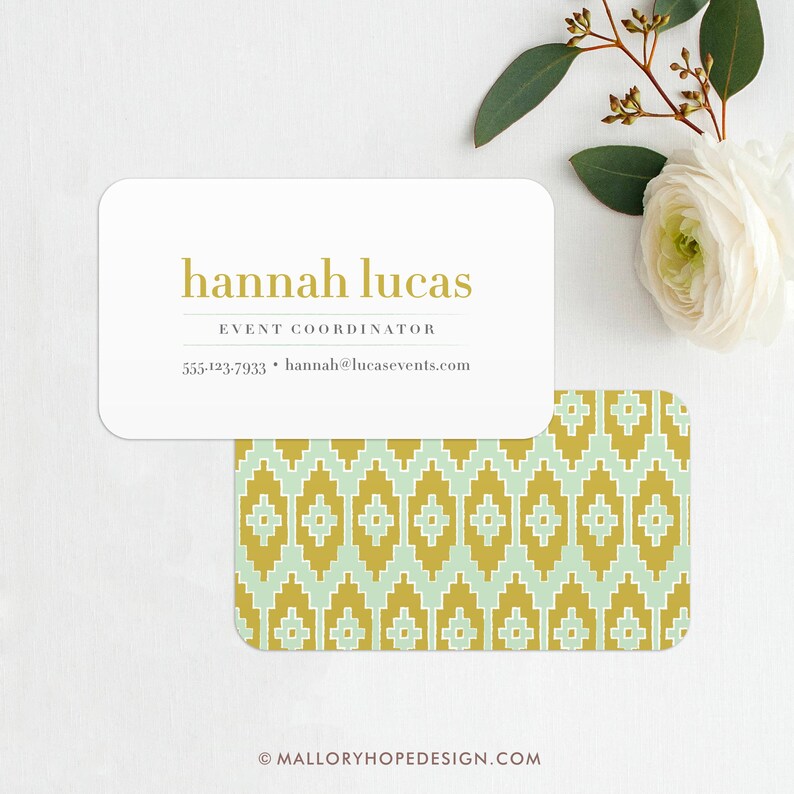 Ikat Business Card, Calling Card, Mommy Card, Contact Card, Event Planner Business Card, Business Cards, Modern Business Cards image 1