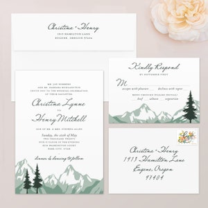 Mountain Wedding Invitation Template Suite, Mountain Wedding Invitation Download, Wedding Invitations, Template, Instant Download, MHD1