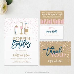Poppin Flaschen Dusche Vorlage Bundle enthält 4 Stück, Poppin Flaschen Babyparty, Co-Ed Babyparty, Prost Baby, Baby Girl Dusche, BAB1