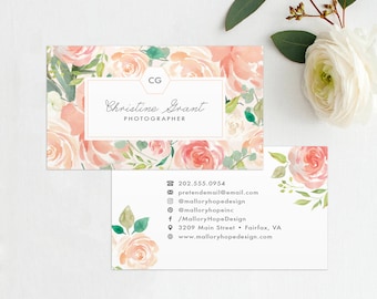 Floral Business Card Small Business, Interior Designer, Event Planner, Floral Calling, Social Icons, Watercolor Flowers, BUS1