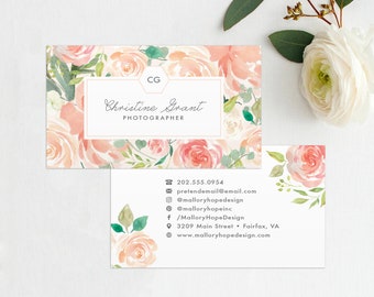 Plantilla de tarjeta de presentación floral: Diseño floral en acuarela (Descarga digital)
