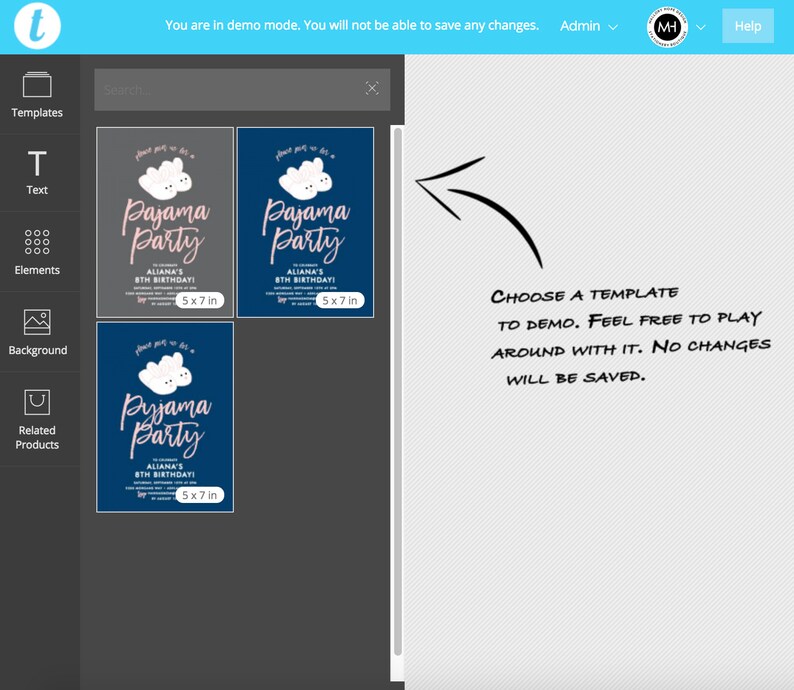 May include: Three different designs for a pajama party invitation. Each invitation features a pink cloud with two white stars and the text "Pajama Party" in a blue and white font. The text "Aliana's 8th Birthday!" is also included on each invitation. The invitations are 5x7 inches.