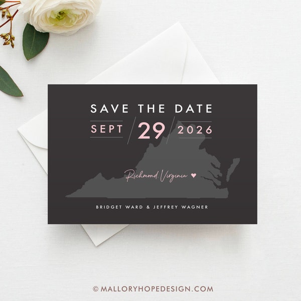 Printed State Save the Date, Wedding Save the Date Magnet, Postcard, Texas, California Save the Date, Select any US City & State