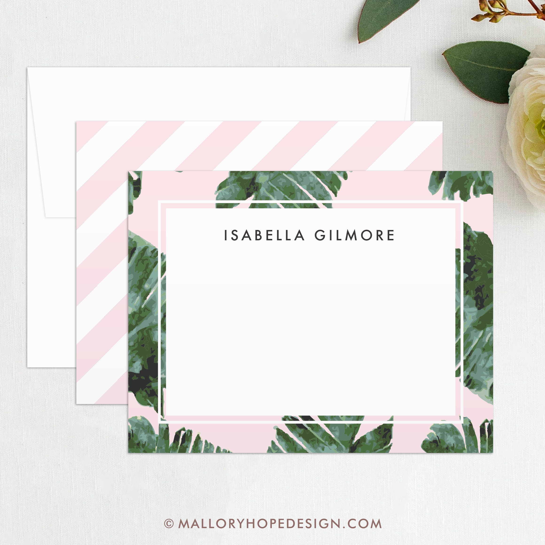 Palm Leaves Personalized Stationery Set Palm Tree Stationary | Etsy