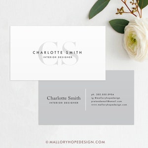 Initials Business Card Template, Minimal Business Card, Clean Business Card, Chic Calling Card, Minimal Biz Card, DIY, Edit Yourself, BUS1