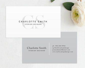 Initials Business Card Template, Minimal Business Card, Clean Business Card, Chic Calling Card, Minimal Biz Card, DIY, Edit Yourself, BUS1