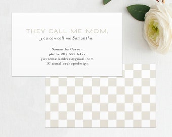 They call me Mom Business Card Template, Mom Business Card, Cute Mom Card, DIY Mom Business Card, Minimal Business Card, Edit Yourself, BUS1