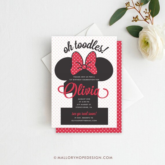 Minnie Mouse 1st Birthday Invitation First Birthday 1st Etsy