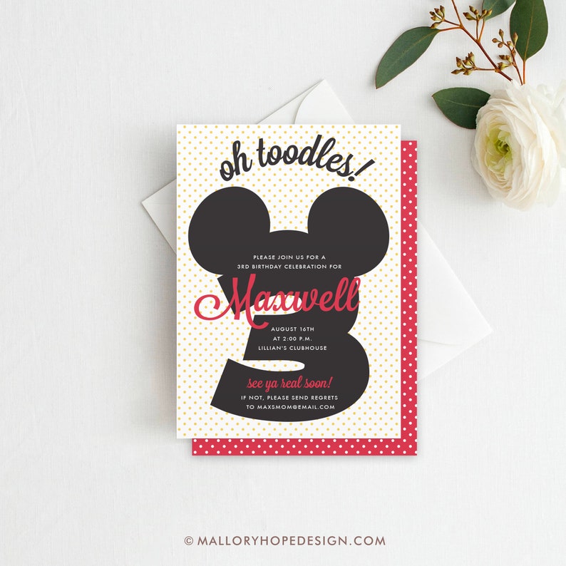Mickey Mouse 3rd Birthday Invitation Mickey Mouse Invite Etsy