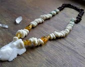 Amber Marble Jade Bean Necklace