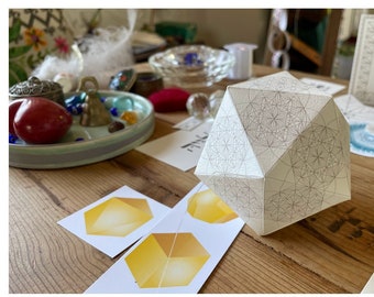 Icosahedron 3D Papercraft Template-Platonic Solids-Printable Model-Holiday Party Decorations-Flower of Life Sacred Geometry-INSTANT DOWNLOAD