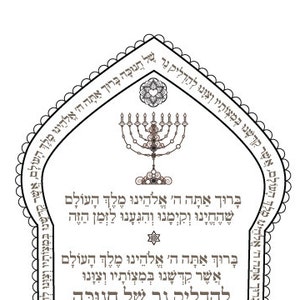 Hanukkah Prayers-menorah Printable-hanukiah Blessing-healing Art ...
