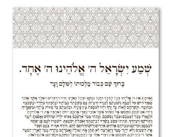 Sh'ma Yisrael Prayer Printable Wall Art Poster-Coloring Page-Jewish Art-The Shema-Hear O Israel-Beam Faith-Judaica-DOWNLOAD HALELUYA