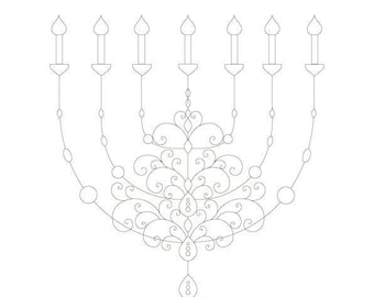 MENORAH Design To Color-Holiness-Jewish Art-Meditative Activity-Holy symbols-Most Sacred Symbol in Judaism-Pdf-Coloring Page-HALELUYA