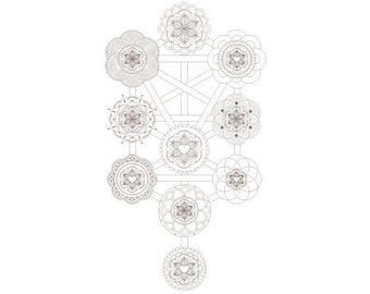 The Kabbalah Ten 10 Sephirot-Sacred Geometry Art-Passover Coloring Page-1 Printable-Tree of Life-Etz HaChayim-INSTANT DOWNLOAD by HALELUYA