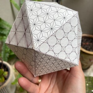 Icosahedron 3D Papercraft Template-Home Décor Ideas-Platonic Solids-Patterns Crafts-Printable Decorations-Sacred Geometry-A3 Model-DOWNLOAD