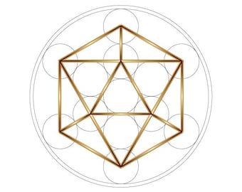 Icosahedron Sacred Geometry Art-Geometric Design-Platonic Solids Element Artwork-Polyhedron-Spiritual Wall Décor Print-PDF-DOWNLOAD HALELUYA
