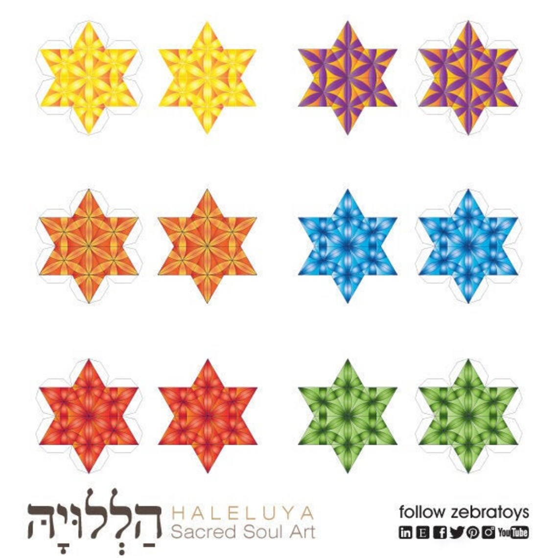 Set of 6 Printable Stars of David Decorations-large 3D Paper - Etsy