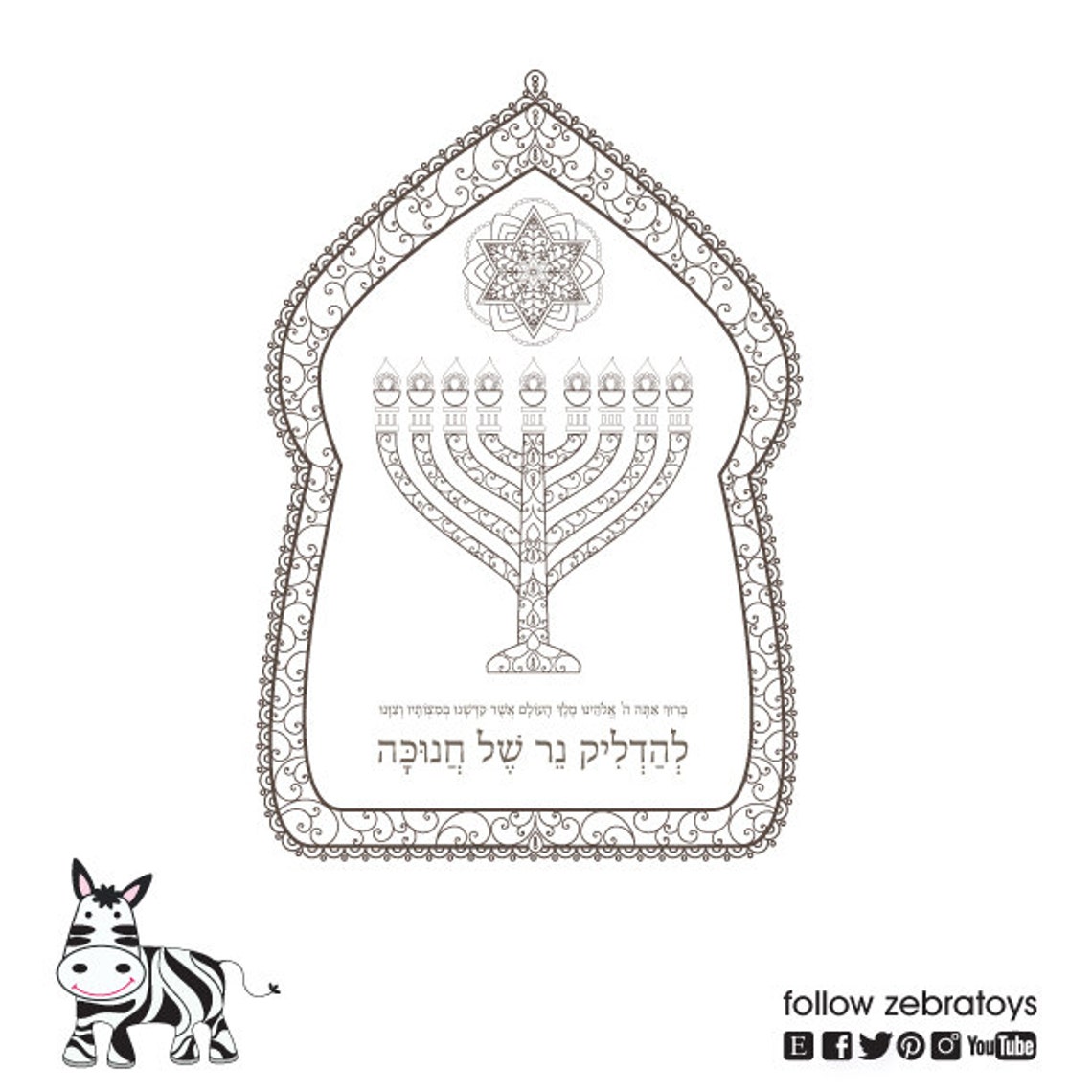 Hanukkah Menorah Candles Blessing Printablehebrew Prayer Etsy Israel