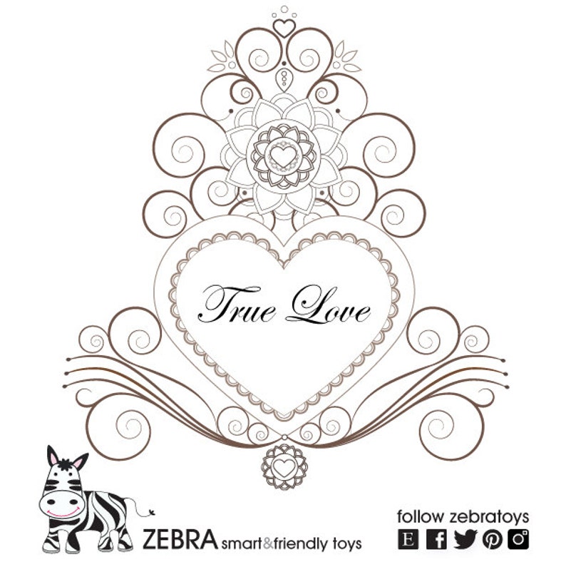 True Love-coloring Page-heart Mandala-printable Art-digital - Etsy