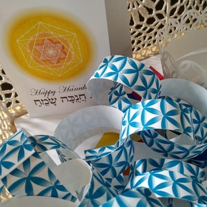 Cartão de felicitações dobrado para impressão de Hanukkah - Faça você mesmo - Modelo de cartões - Bênção de velas - Arte judaica - Atividade de artesanato - DOWNLOAD INSTANTÂNEO