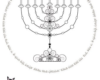 Menorah Printable-Hanukkah Prayer-Hanukiah-Healing Art-Hanukkah blessing-Festival of Lights-Coloring Page-Menorah Crafts-INSTANT DOWNLOAD