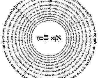 ברכת אנא בכח-Ana BeKo&#39;ach Prayer Wall Decor-Hebrew Blessing-Divine Providence Protection-Printable To Frame-PDF-Jewish Art-DOWNLOAD HALELUYA