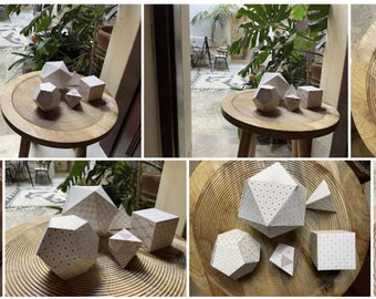 Platonic Solids Set Paper Craft PDF Templates-Package of 5 Home Décor-Printable 3D Models-Holiday Decorations-Sacred Geometry-DOWNLOAD NOW