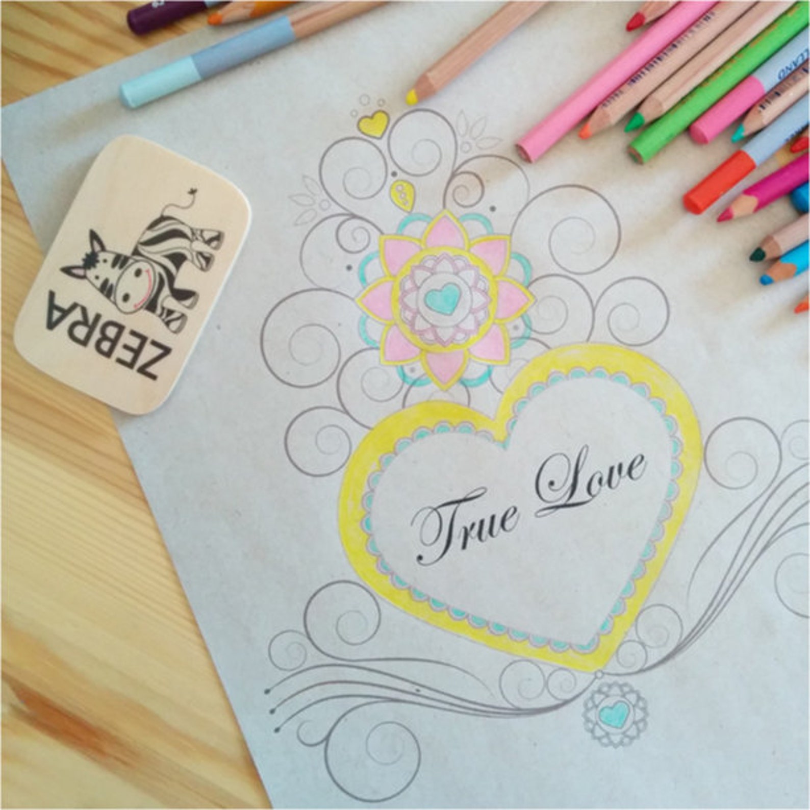 True Love-Coloring page-Heart Mandala-Printable Art-Digital | Etsy