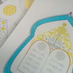 Ten Commandments-Art Judaica-Jewish Art-Coloring Page Printable-Judaism Values-Biblical Principles-Hebrew Ethics Activities-INSTANT DOWNLOAD