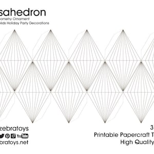 Icosahedron 3D Papercraft Template PDF-Platonic Solids-Printable Crystalized Model-Dimond-Holiday Party Decorations-Sacred Geometry-DOWNLOAD